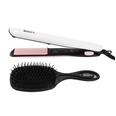 Set plancha placas ceramicas + cepillo cabello mango soft-touch.